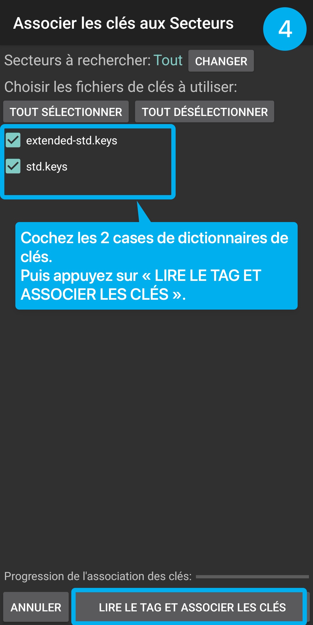 Tutoriel en image : montre comment lire les informations de son badge dans l'application MCT.
