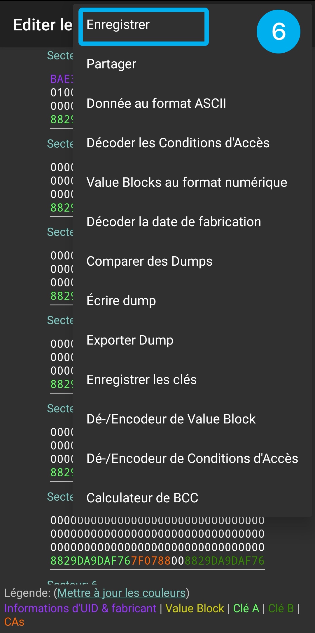 Tutoriel en image : montre comment lire les informations de son badge dans l'application MCT.