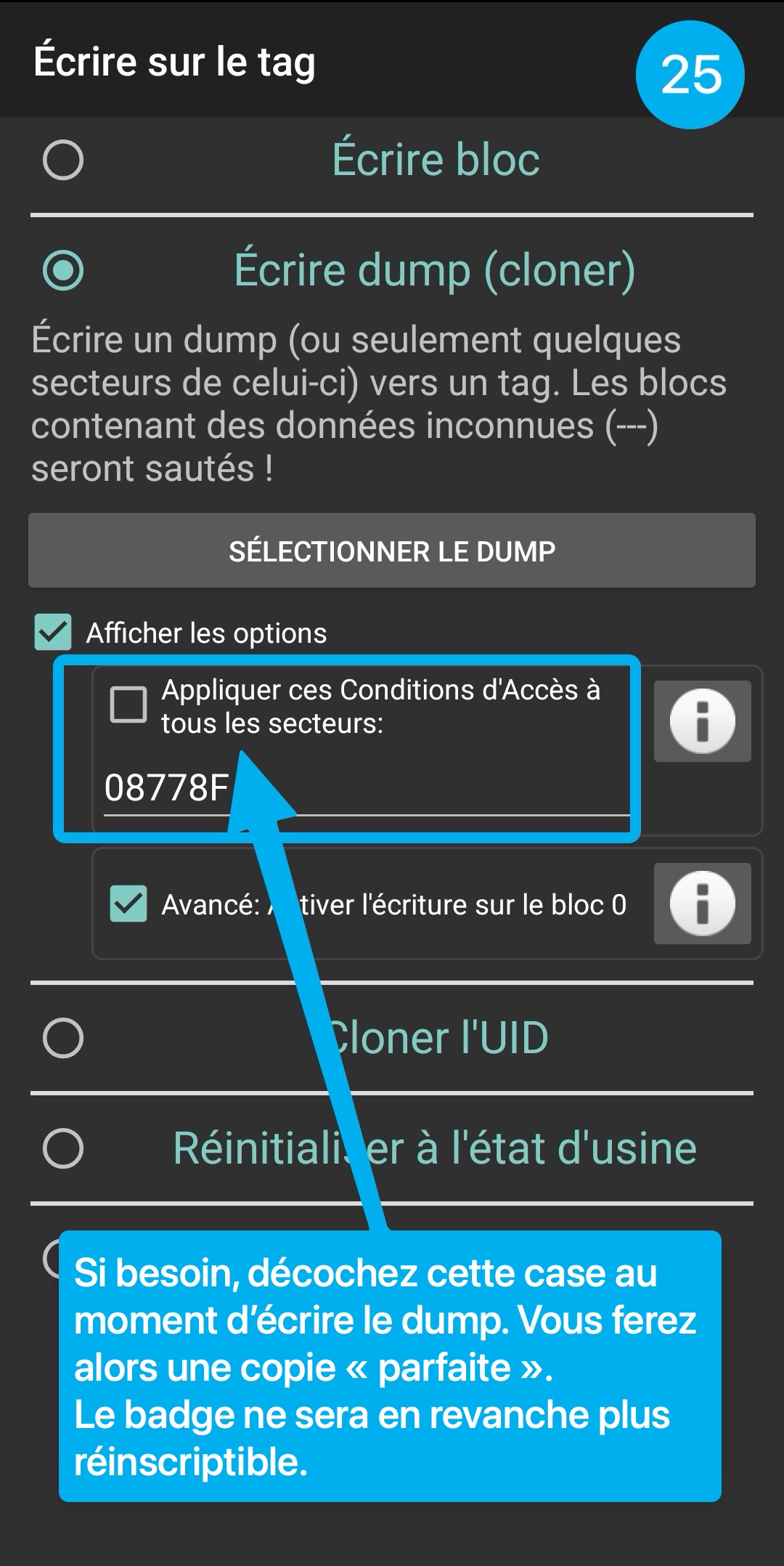 Tutoriel en image : montre comment contrôler la copie de son badge d'immeuble dans l'application MCT.